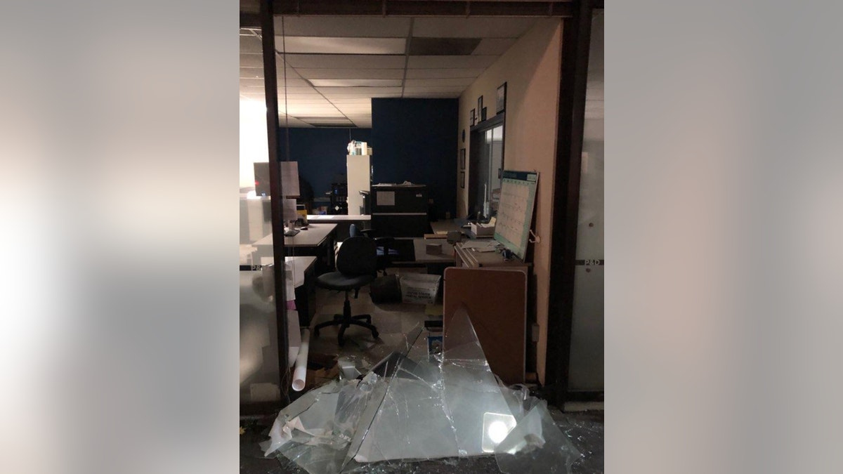 Portland city print shop window smashed (Credit: Portland Police Bureau)