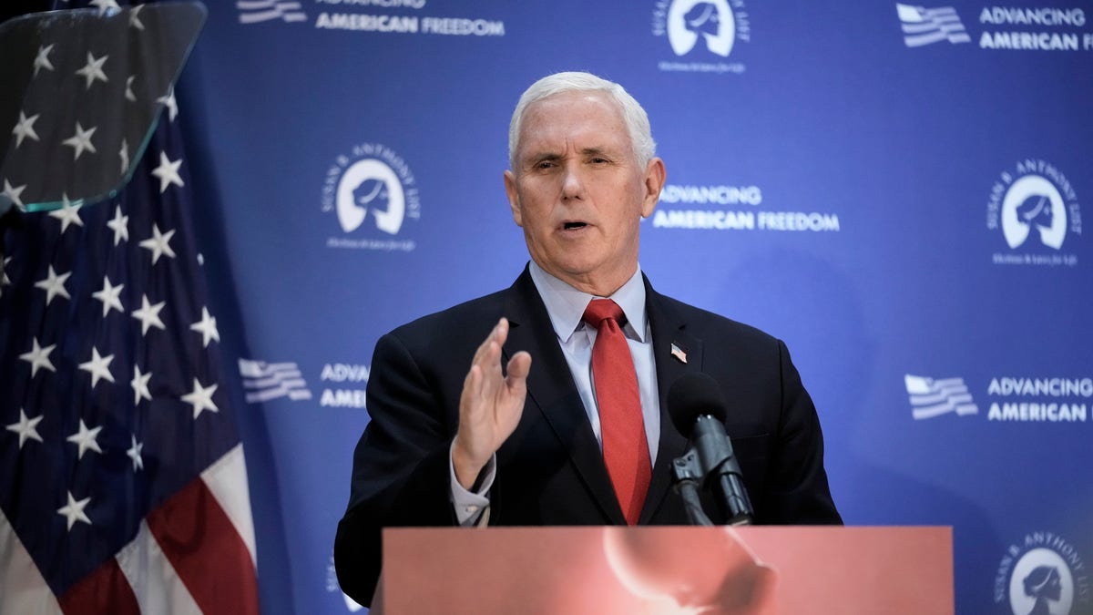 WASHINGTON, DC - NOVEMBER 30: Former U.S. Vice President Mike Pence speaks at the National Press Club on November 30, 2021 in Washington, DC. Pence spoke about the upcoming Supreme Court case involving a controversial Mississippi abortion law that will be heard at the high court on Wednesday. (Photo by Drew Angerer/Getty Images)