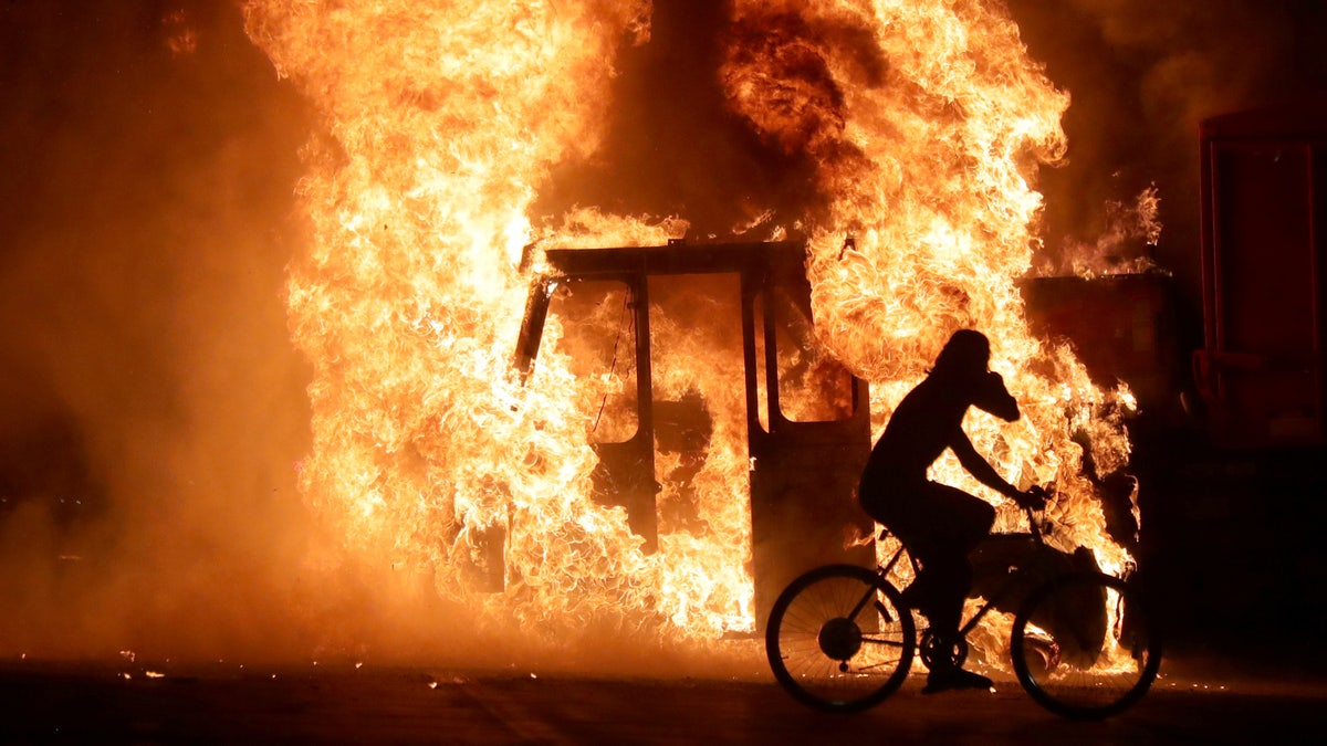 Kenosha County Courthouse on fire during unrest and riots following police shooting of jacob blake