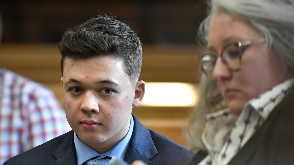 Kyle Rittenhouse waits for his motion hearing to begin with one of his attorneys, Natalie Wisco, at the Kenosha County Courthouse in Kenosha, Wisconsin, in this Oct. 25, 2021, file photo.