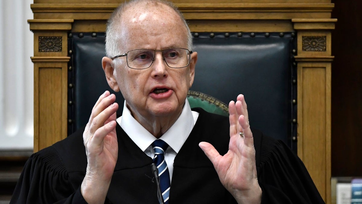 Wisconsin Circuit Court Judge Bruce Schroeder is seen on the first day of the Kyle Rittenhouse trial in Kenosha, Wisconsin, Nov. 1, 2021. 