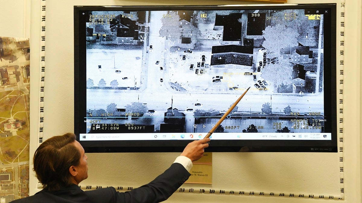 Richard "Richie" McGinniss, chief video director for The Daily Caller, testifies during Kyle Rittenhouse's trial at the Kenosha County Courthouse in Kenosha, Wis., on Thursday, Nov. 4, 2021. (Mark Hertzberg /Pool Photo via AP)