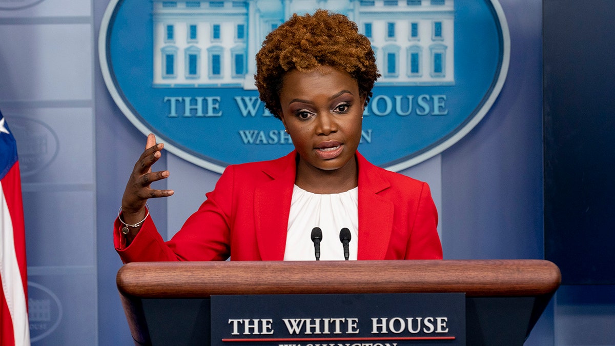 White House deputy press secretary Karine Jean-Pierre speaks at a press briefing at the White House in Washington, Thursday, Nov. 4, 2021