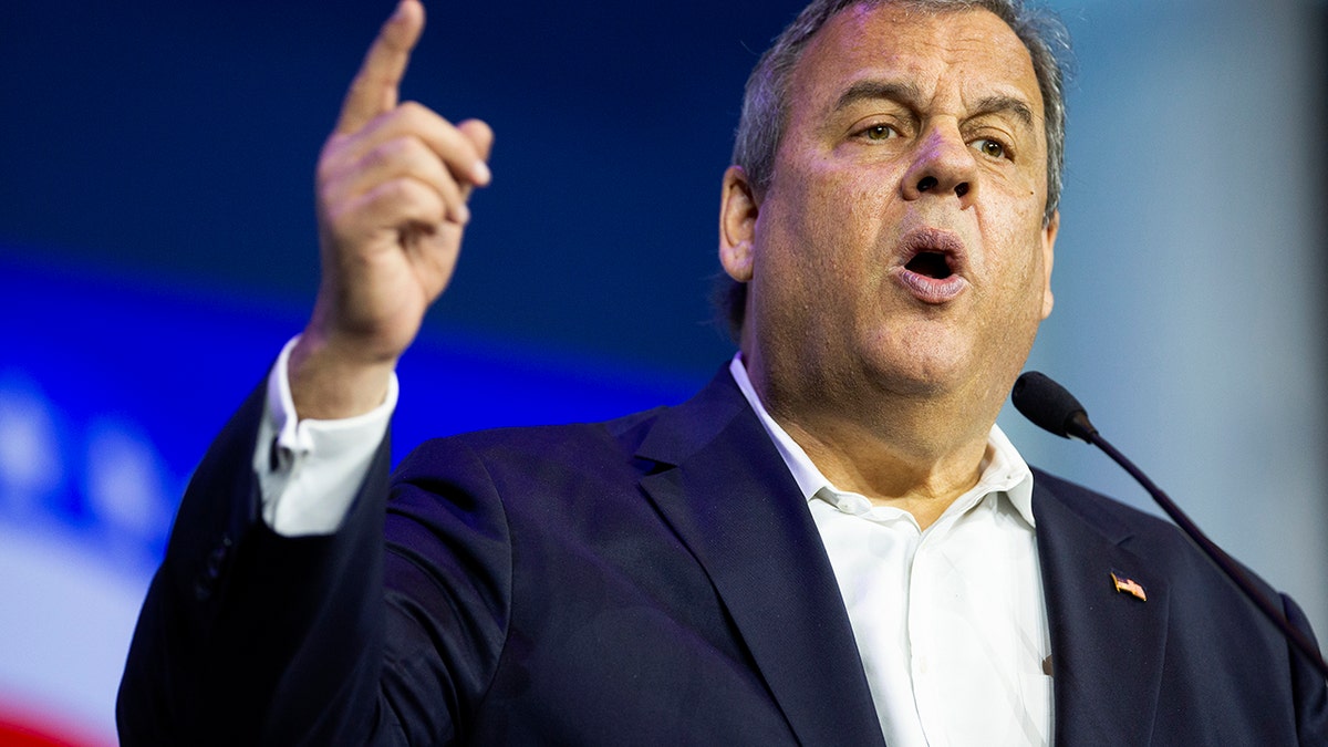 Former New Jersey Gov. Chris Christie speaks during the Republican Jewish Coalition's annual leadership meeting at The Venetian hotel-casino on Saturday, Nov. 6, 2021, in Las Vegas. 