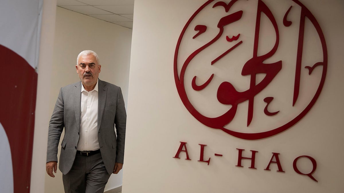 Shawan Jabarin, director of the al-Haq human rights group, at the organization's offices in the West Bank city of Ramallah, Oct. 23, 2021. (AP Photo/Majdi Mohammed, File)