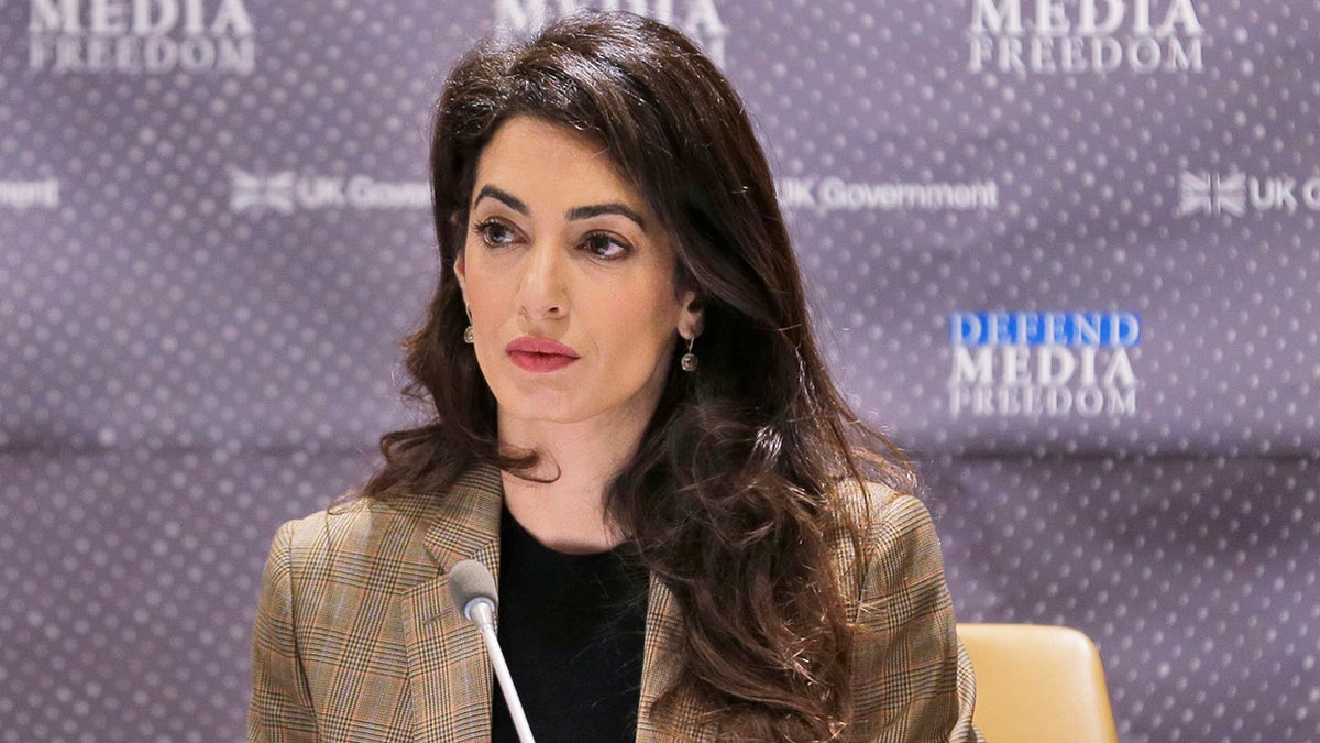 Attorney Amal Clooney listens during a panel discussion on media freedom at United Nations headquarters on Sept. 25, 2019.  (AP Photo/Seth Wenig, File)