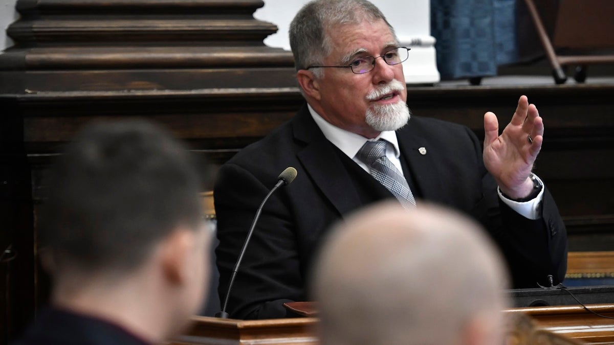 John Black, use-of-force expert, testifies during Kyle Rittenhouse's trail at the Kenosha County Courthouse in Kenosha, Wis., on Thursday, Nov. 11, 2021. Rittenhouse is accused of killing two people and wounding a third during a protest over police brutality in Kenosha, last year.   (Sean Krajacic/The Kenosha News via AP, Pool)