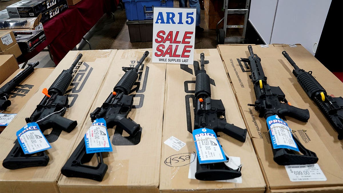 AR-15 rifles at a gun sale