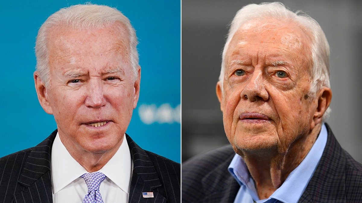Split image of Biden and Carter