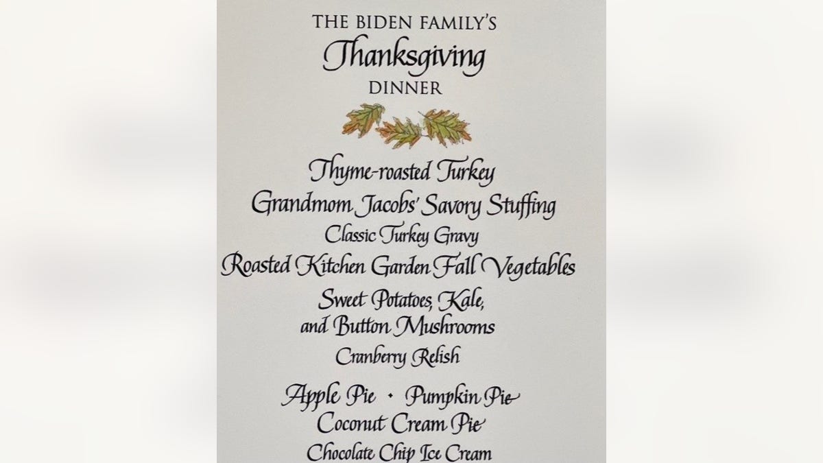 President Biden's Thanksgiving menu