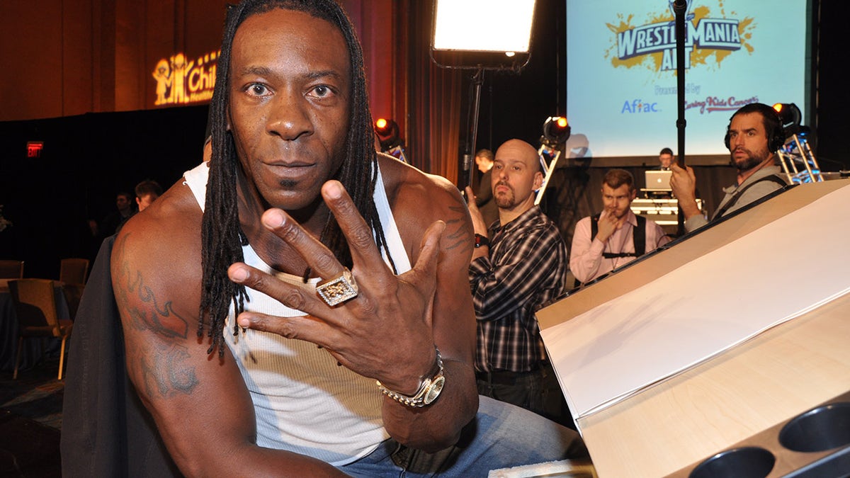 WWE Wrestler Booker T attends WWE's 4th annual WrestleMania art exhibit and auction at The Egyptian Ballroom at Fox Theatre on March 30, 2011, in Atlanta, Georgia.