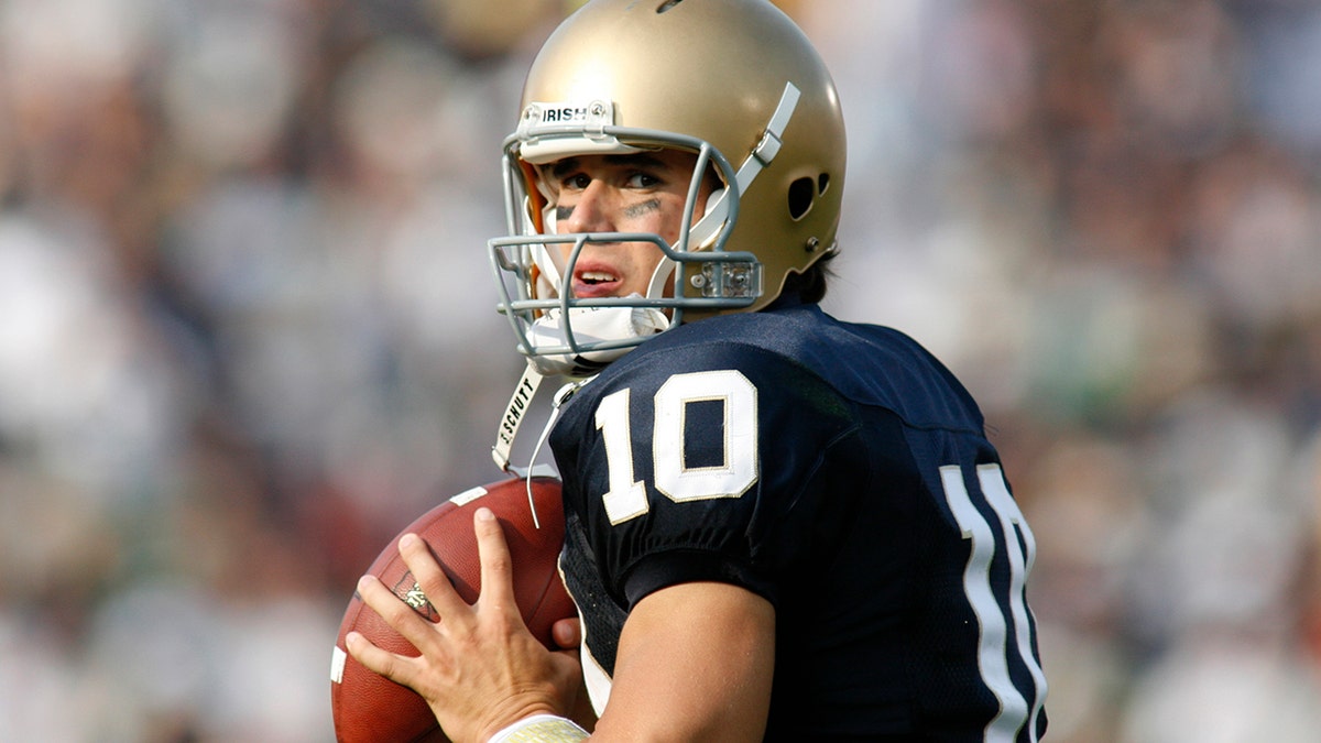 Notre Dame quarterback Brady Quinn during the Notre Dame Fighting Irish 41-17 victory over the Penn State Nittany Lions at Notre Dame Stadium in South Bend, Indiana. 