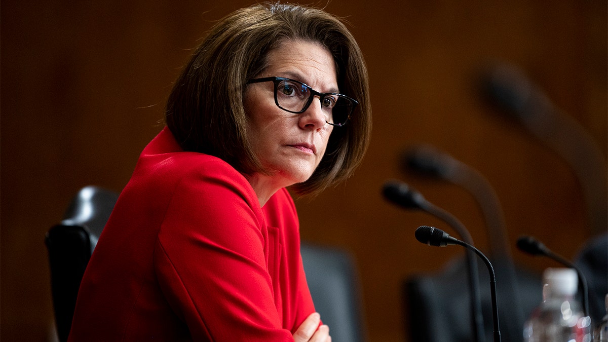 Sen. Catherine Cortez Masto, D-Nev., listens during a Senate Energy and Natural Resources Committee hearing, July 27, 2021. 