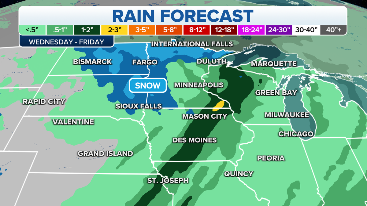 Rain forecast for the central U.S.