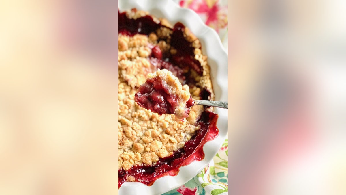 The tart dessert is made without nuts or oats and the topping is "crumbly, but not too doughy," blog creator Debi Morgan writes in her post. (Courtesy of Quiche My Grits)