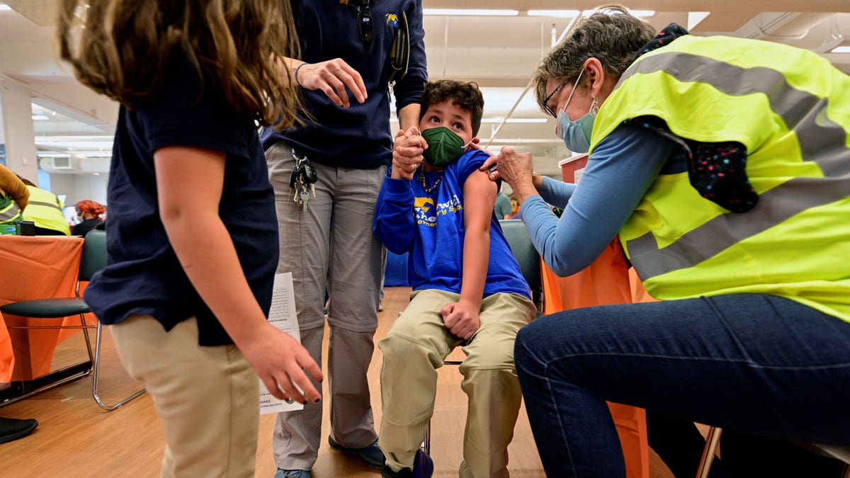 Child receiving the coronavirus vaccine