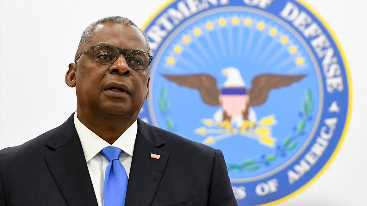 Defense Secretary Lloyd Austin holds a briefing in Tbilisi on Oct. 18, 2021. (Photo by VANO SHLAMOV/AFP via Getty Images)
