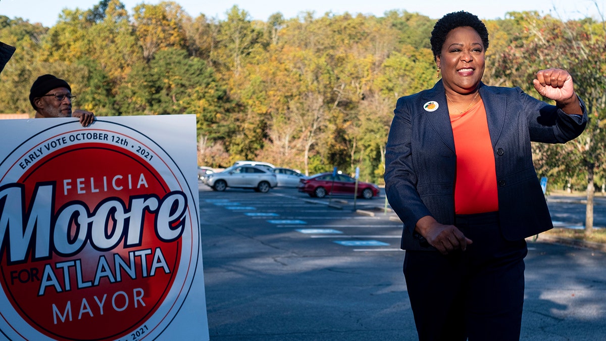 Felicia Moore, City Council president and mayoral candidate, leaves after casting her vote Tuesday, Nov. 2, 2021, in Atlanta during municipal elections. 