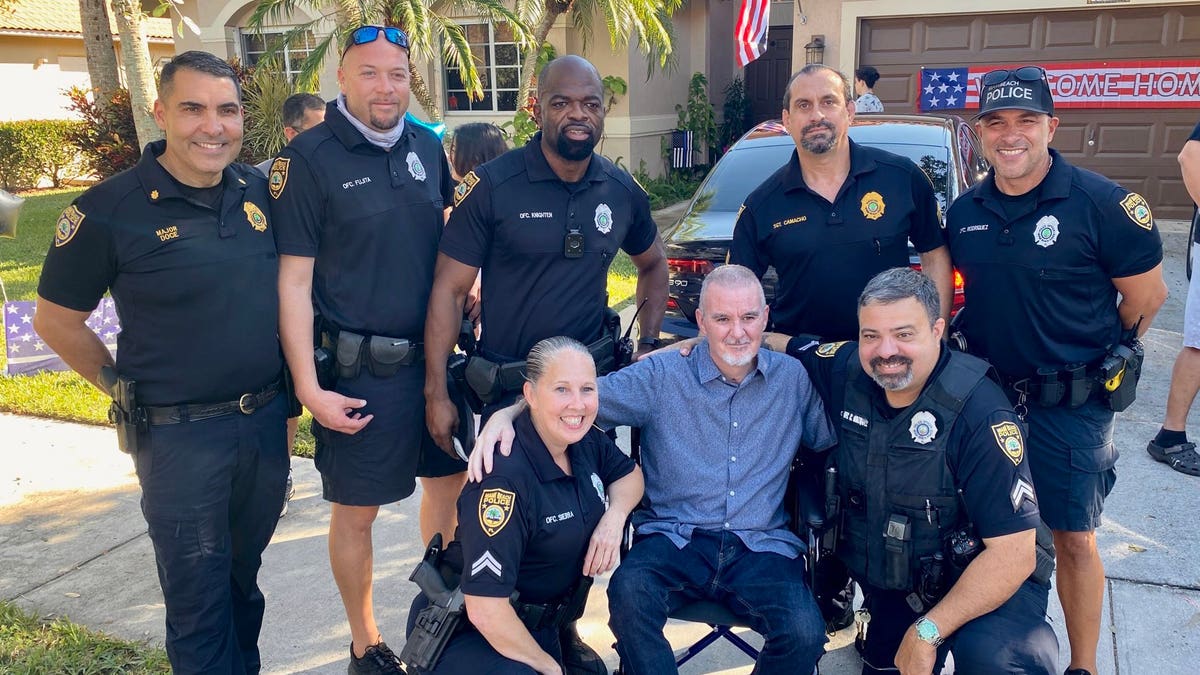 Miami Beach Police Officer JC Sampedro was discharged from the Broward Health North facility on Monday, Nov. 15, 2021. Photo Credit: Twitter @MiamiBeachPD
