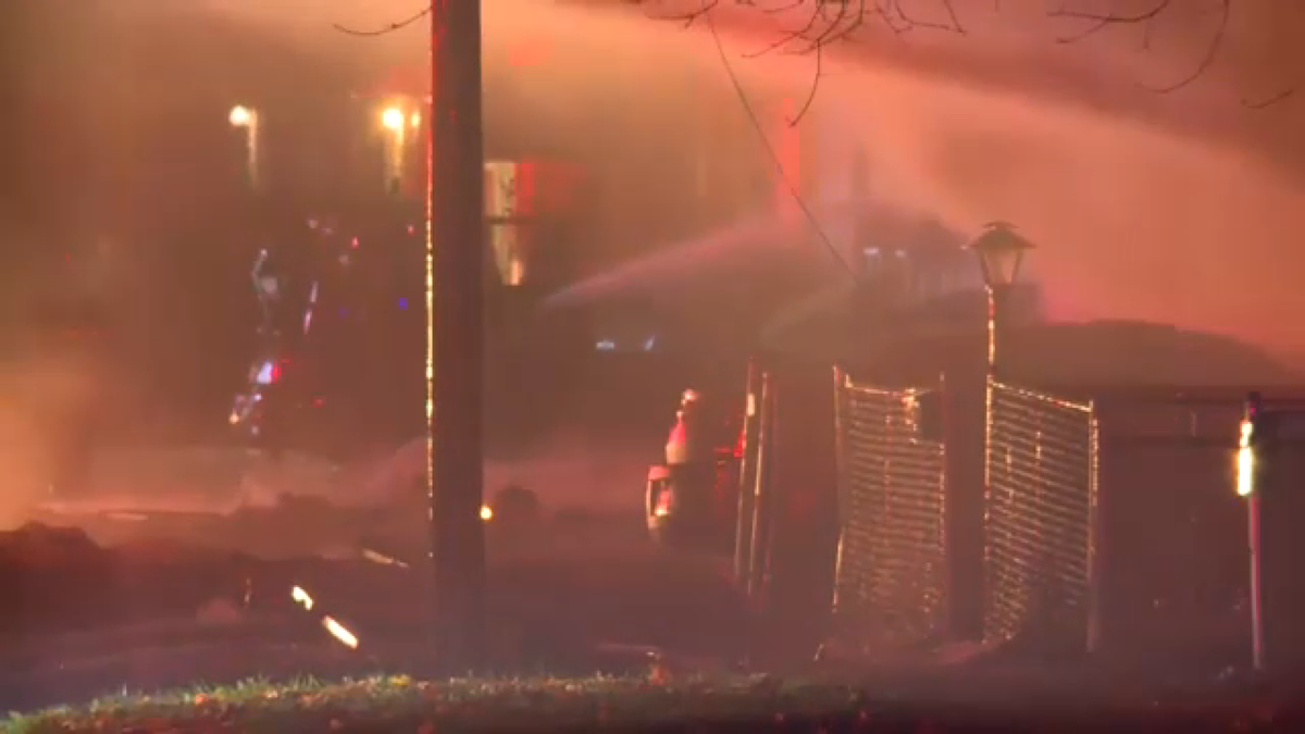 Firefighters are seen responding to a blaze in Flint, Michigan, Nov. 22, 2021. (FOX 66)