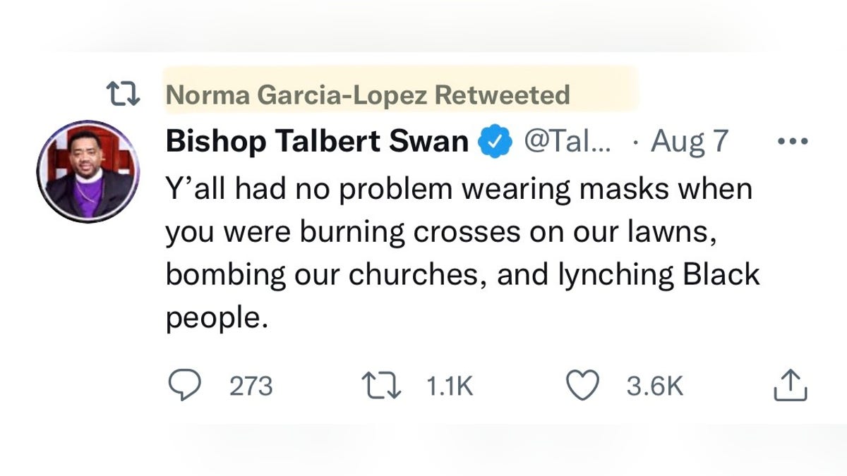 Twitter screenshot of a message from Norma Garcia-Lopez