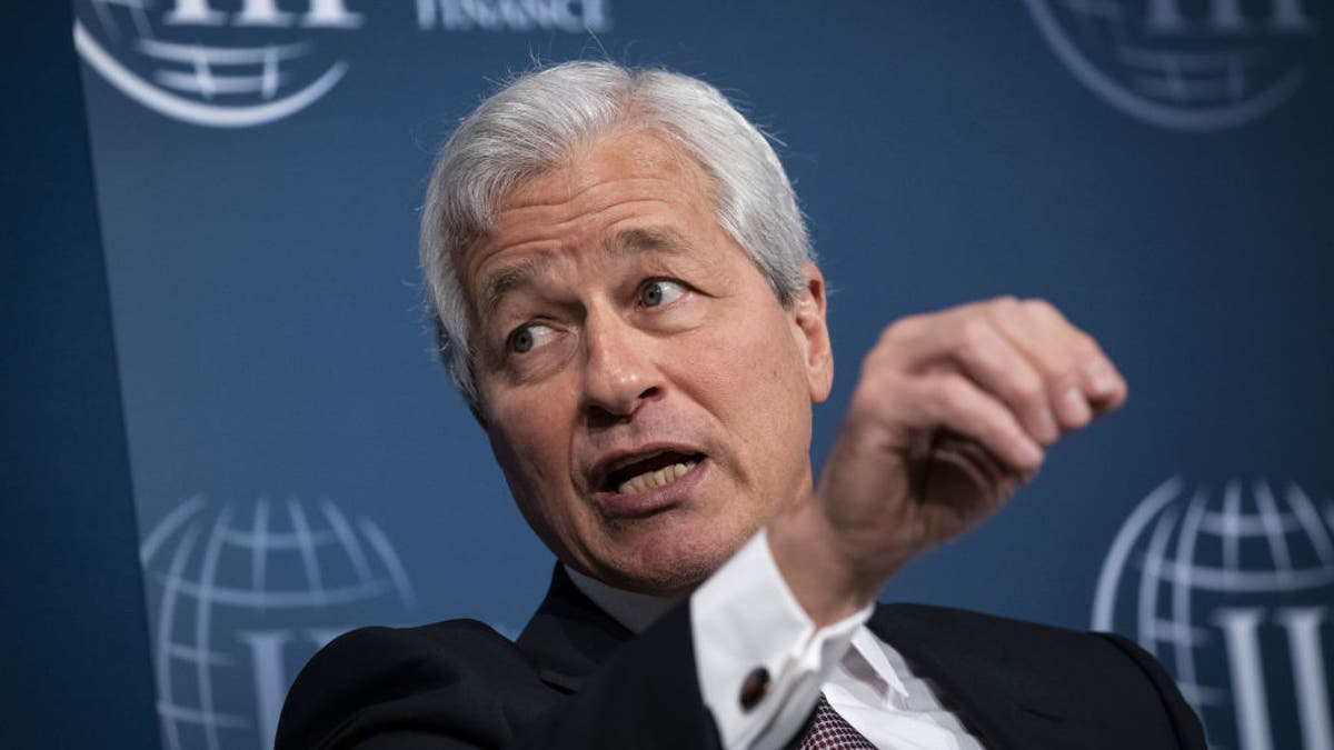 Jamie Dimon, chief executive officer of JPMorgan Chase &amp;amp; Co., speaks during the Institute of International Finance (IIF) annual membership meeting in Washington, D.C., U.S., on Friday, Oct. 18, 2019.