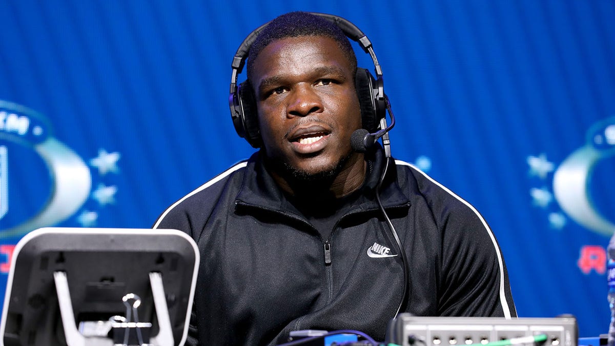 NFL running back Frank Gore of the Buffalo Bills speaks onstage during day 2 of SiriusXM at Super Bowl LIV on January 30, 2020 in Miami, Florida.