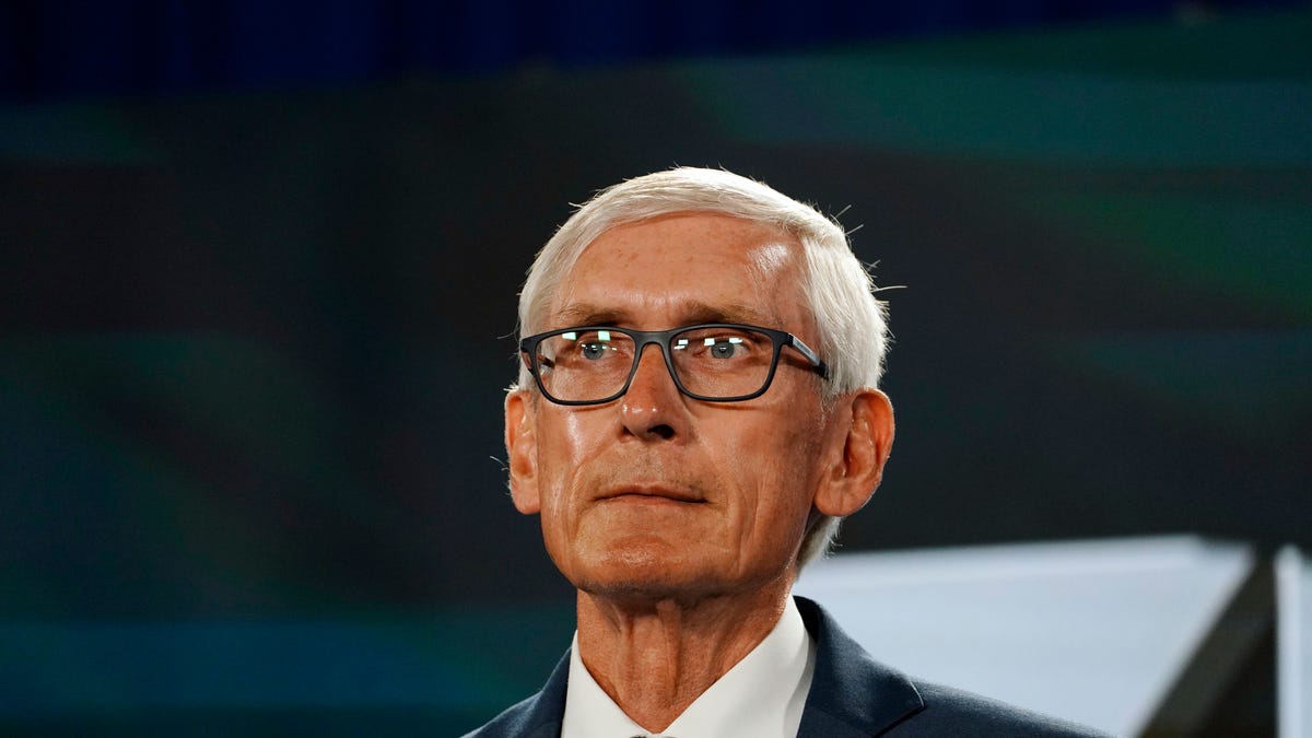 Wisconsin Gov. Tony Evers waits to address the virtual Democratic National Convention at the Wisconsin Center Aug. 19, 2020, in Milwaukee, Wis.