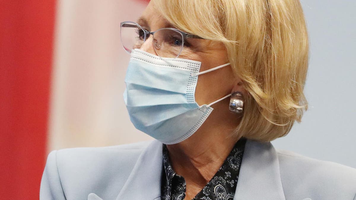 U.S. Secretary of Education Betsy DeVos listens during a visit to Florida Virtual School in Orlando on Monday, Oct. 26, 2020. (Stephen M. Dowell/Orlando Sentinel/Tribune News Service via Getty Images)