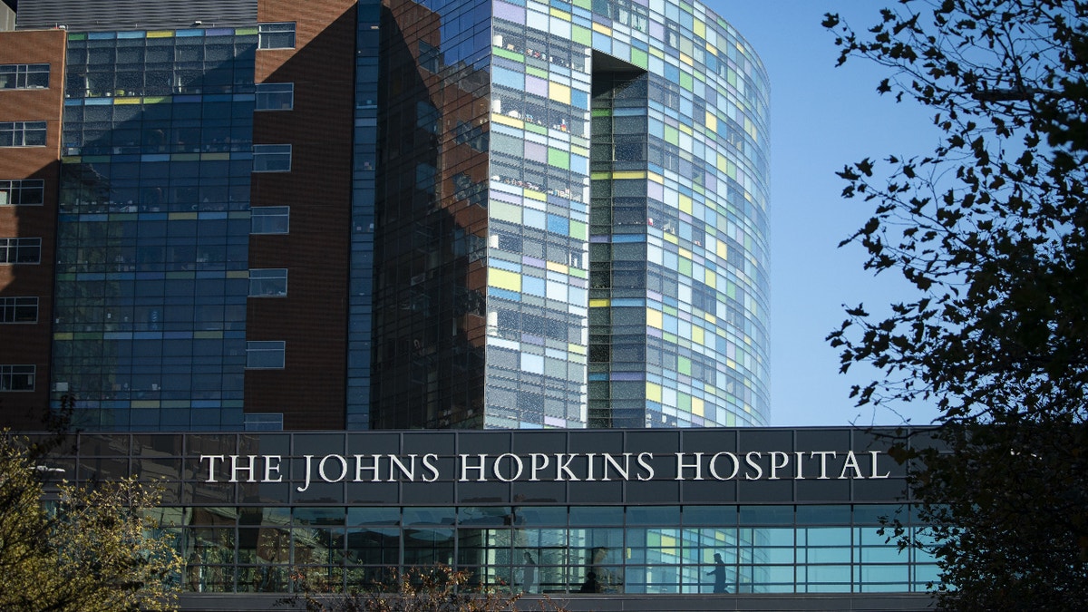 The Johns Hopkins Hospital in Baltimore, Maryland, U.S., on Friday. Nov. 20, 2020. Coronavirus infections continue to rise in the greater Washington region, with more than 5,000 new cases reported on Thursday, a daily record. Photographer: Al Drago/Bloomberg
