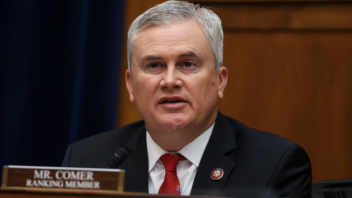 House Oversight and Reform Committee Ranking Member James Comer, R-Ky., speaks during a House Oversight and Reform Committee hearing on May 12, 2021, in Washington.
