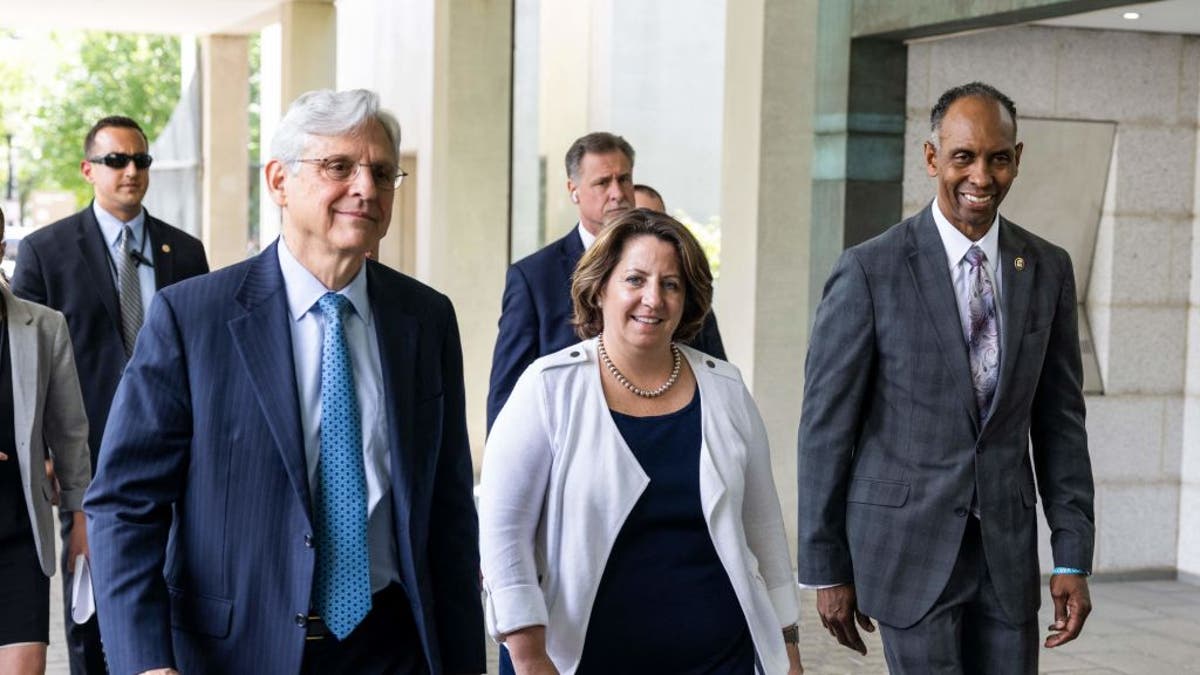 Attorney General Merrick Garland, left, Deputy Attorney General Lisa Monaco, and Acting ATF Director Marvin G. Richardson in Washington, D.C., on July 22, 2021. (Jim Lo Scalzo/Pool/AFP via Getty Images)