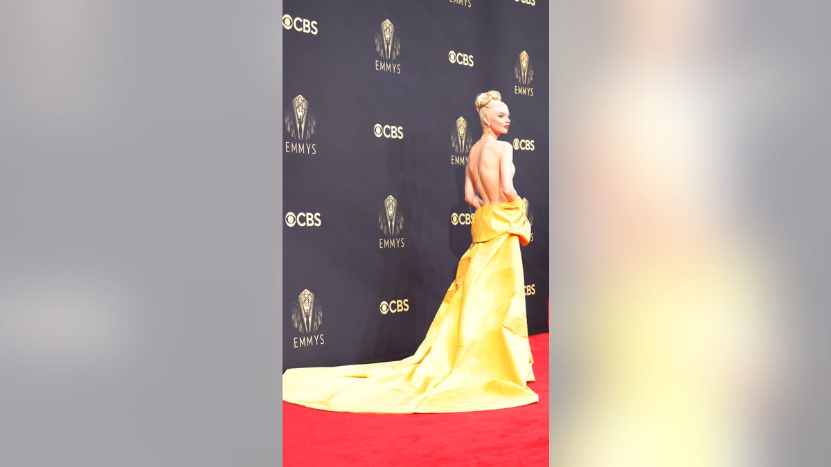 Anya Taylor-Joy arrives on the red carpet for the 73rd Annual Emmy Awards taking place at LA Live, Sept. 19, 2021, in Los Angeles.