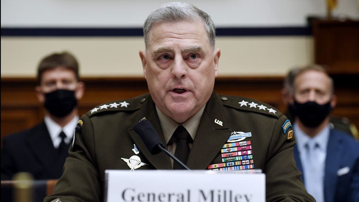 Chairman of the Joint Chiefs of Staff Gen. Mark A. Milley testifies before a House Armed Services Committee hearing on the conclusion of military operations in Afghanistan at the Rayburn House Office building on Capitol Hill on September 29, 2021 in Washington, D.C.  (Photo by Olivier Douliery - Pool/Getty Images)
