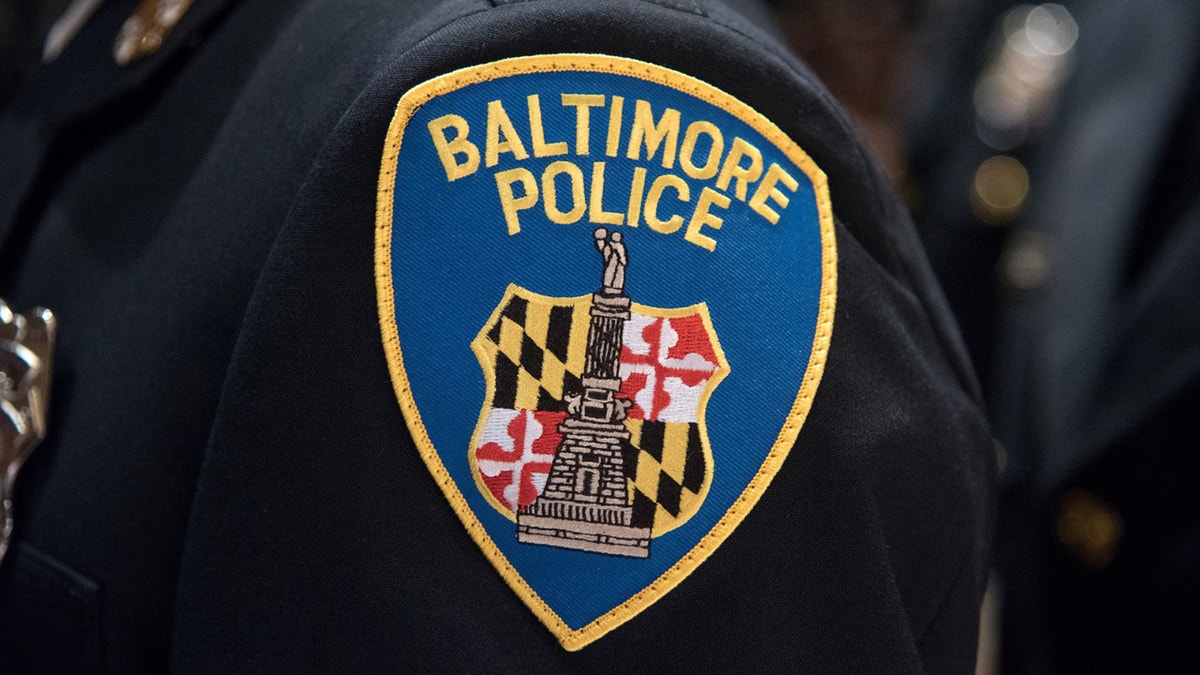The Baltimore Police patch. (Ulysses Munoz/Baltimore Sun/Tribune News Service via Getty Images)
