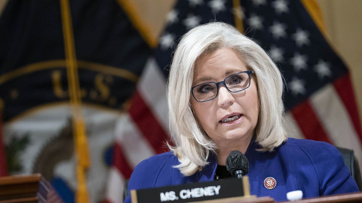 Rep. Liz Cheney, R-Wyo., speaks during a business meeting of the Select Committee to Investigate the Jan. 6 Attack on the U.S. Capitol in Washington, D.C., on Tuesday, Oct. 19, 2021. (Sarah Silbiger/Bloomberg via Getty Images)