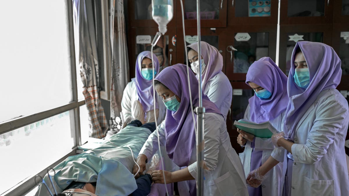 Students who want to be midwives attend class Oct. 13, 2021, at the Community Midwifery Education School in Maidan Shar of Wardak province in Afghanistan.