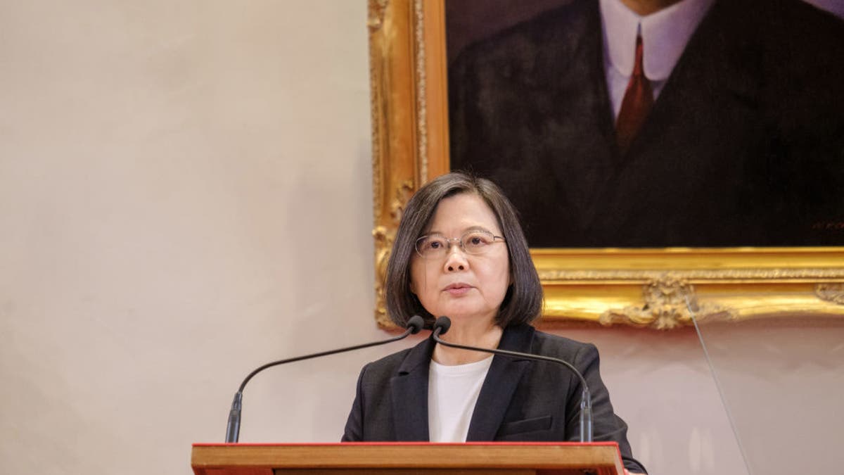 TAIPEI, TAIWAN - 2021/11/02: Taiwanese President Tsai Ing-wen speaks during nomination of Morris Chang (Not pictured) (Photo by Walid Berrazeg/SOPA Images/LightRocket via Getty Images)