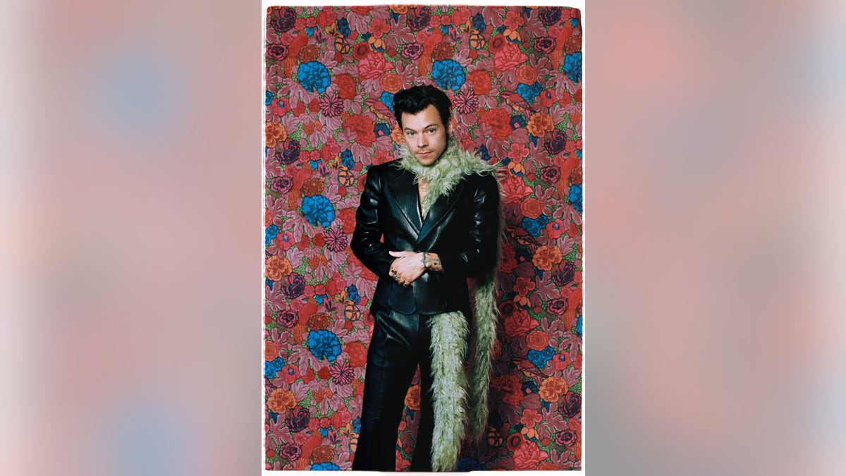 Harry Styles poses for The 2021 GRAMMY Awards on March 14, 2021, in Los Angeles.