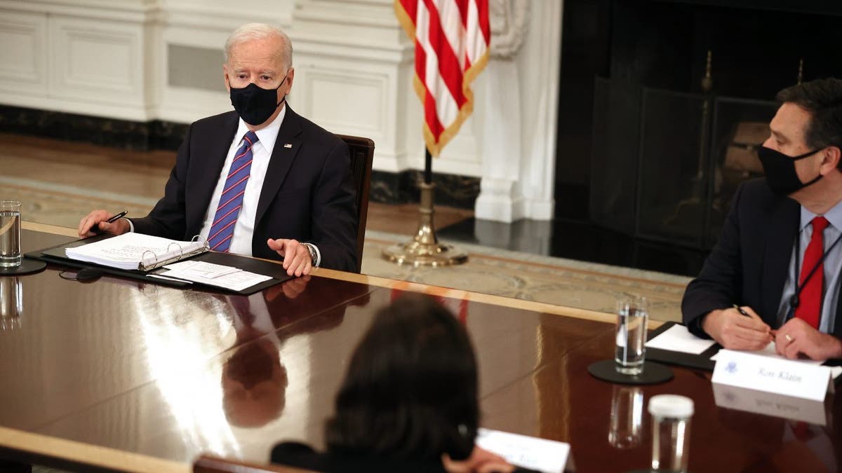 President Biden and White House chief of staff Ron Klain attend a Cabinet meeting on March 24, 2021, in Washington, D.C.