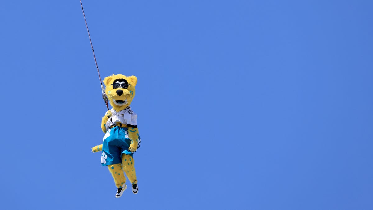 Jaxson de Ville performs during the game against the Arizona Cardinals at TIAA Bank Field on Sept. 26, 2021, in Jacksonville, Florida. 