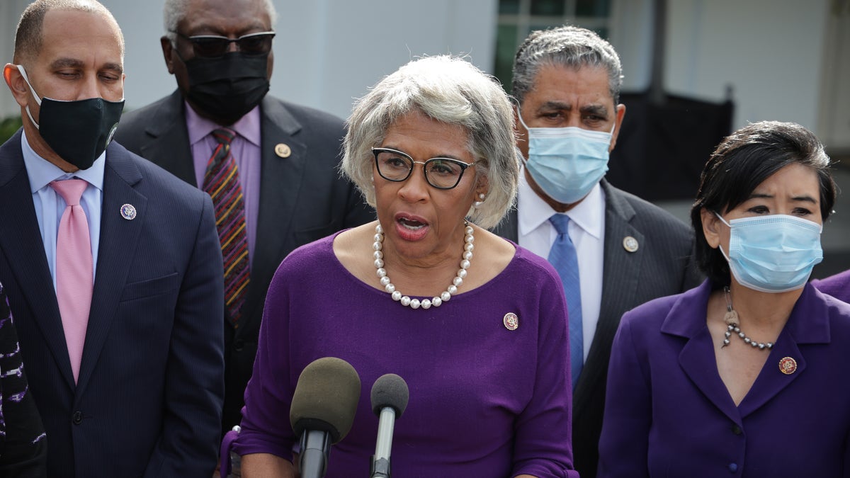 U.S. Rep. Joyce Beatty, D-Ohio, center, chair of the Congressional Black Caucus, says she isn't sure that record-setting gas prices will be a factor in this year's midterm elections. (Getty Images)