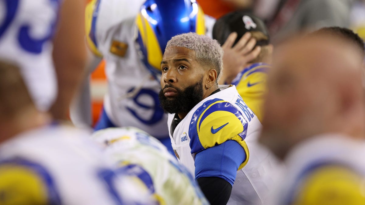 Odell Beckham Jr looks on