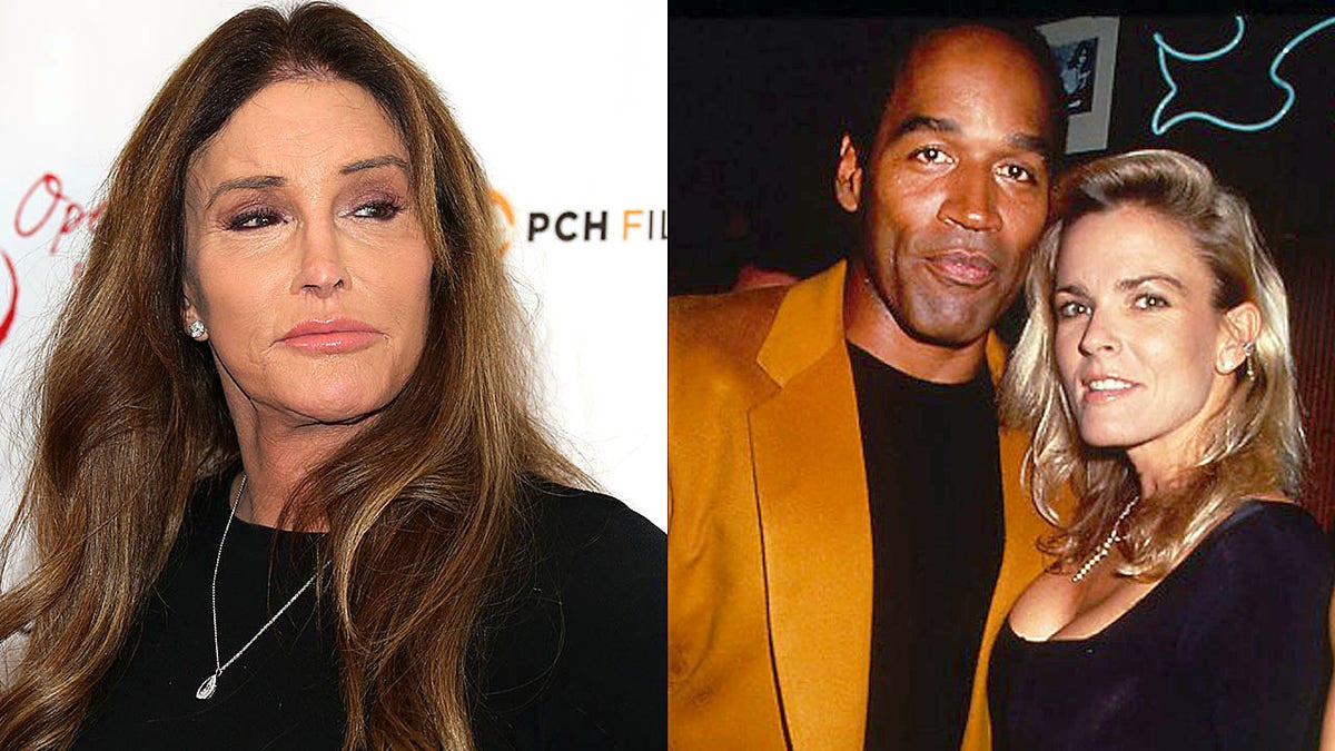 Caitlyn Jenner (L) and O.J. Simpson (C) and Nicole Brown (R) before her death. 