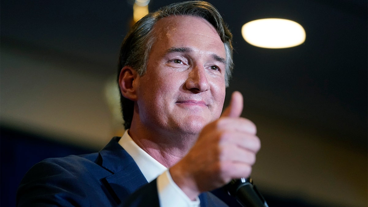 Virginia Gov.-elect Glenn Youngkin speaks at an election night party in Chantilly, Va., early Wednesday, Nov. 3, 2021, after he defeated Democrat Terry McAuliffe.