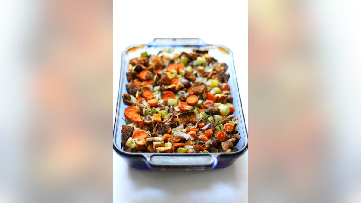 Rebecca Pytell, the founder and CEO of Strength and Sunshine, LLC, shares her mushroom stuffing recipe with Fox News ahead of Thanksgiving.