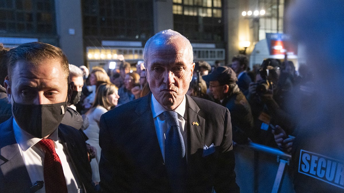Phil Murphy, governor of New Jersey, exits after speaking during an election night event in Asbury Park, New Jersey,  on Wednesday, Nov. 3, 2021. (Angus Mordant/Bloomberg via Getty Images)