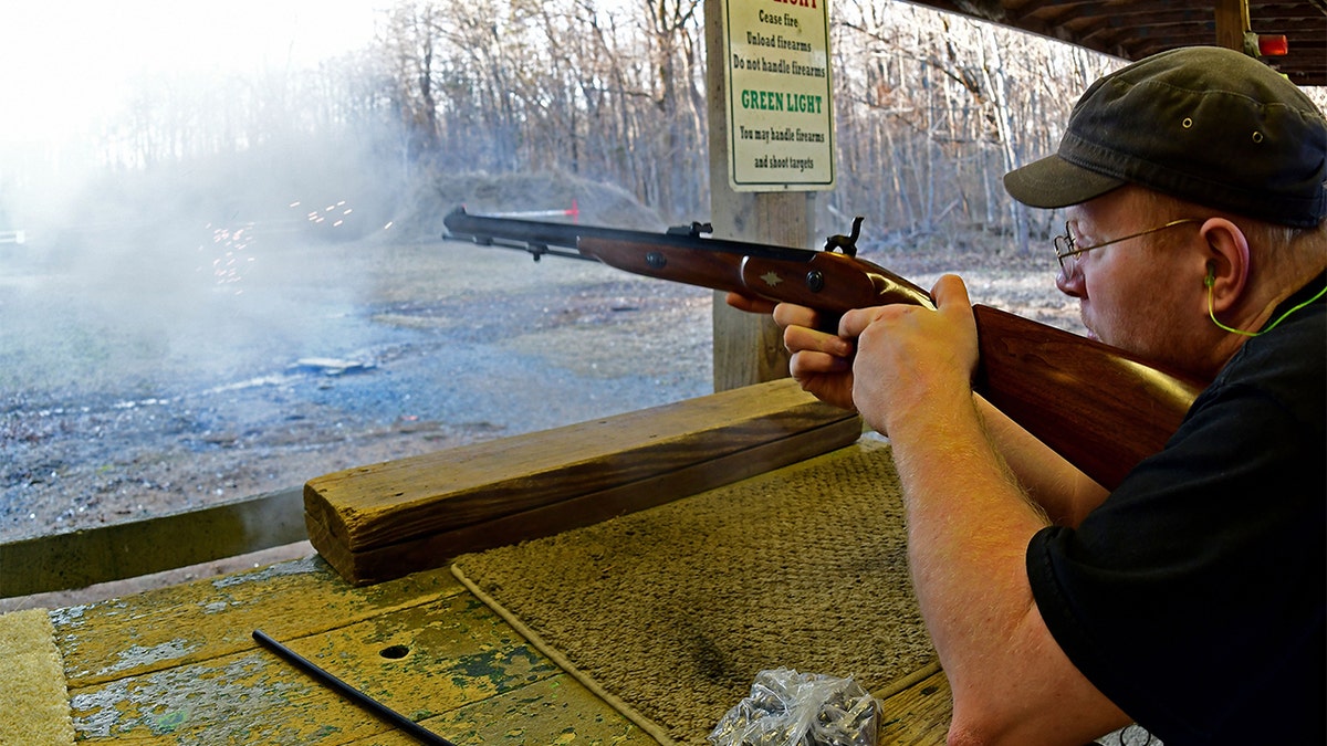 Man practices at gun range