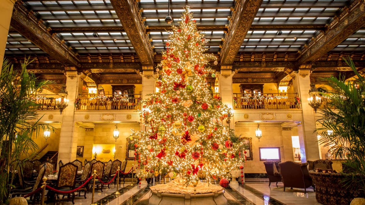 Christmas Tree Elegance at The Historic Davenport Hotel, Spokane, Washington