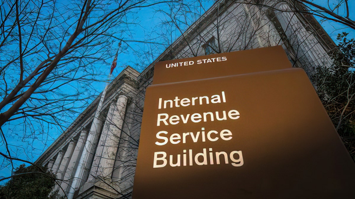 The plaque in front of the Internal Revenue Service building in Washington, D.C.